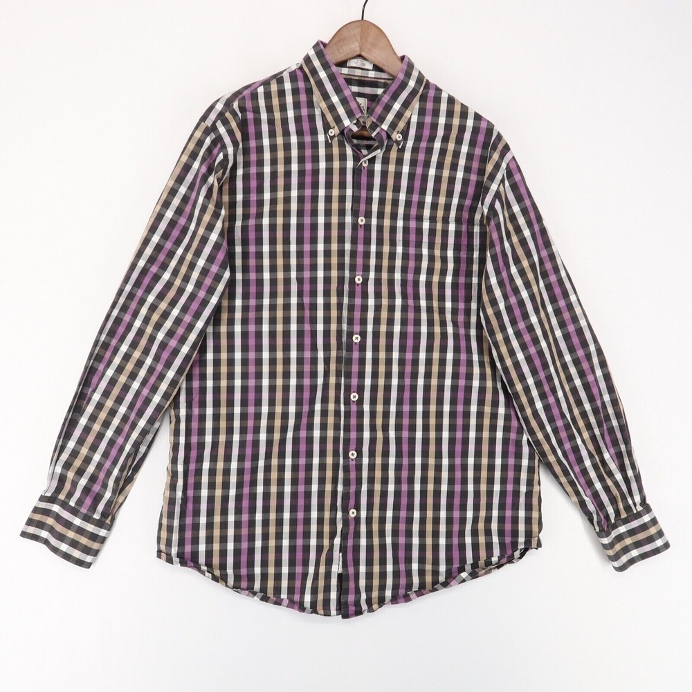 Peter Millar Weekender Wash Shirt Mens‎ L Plaid Button Down Long Sleeve
